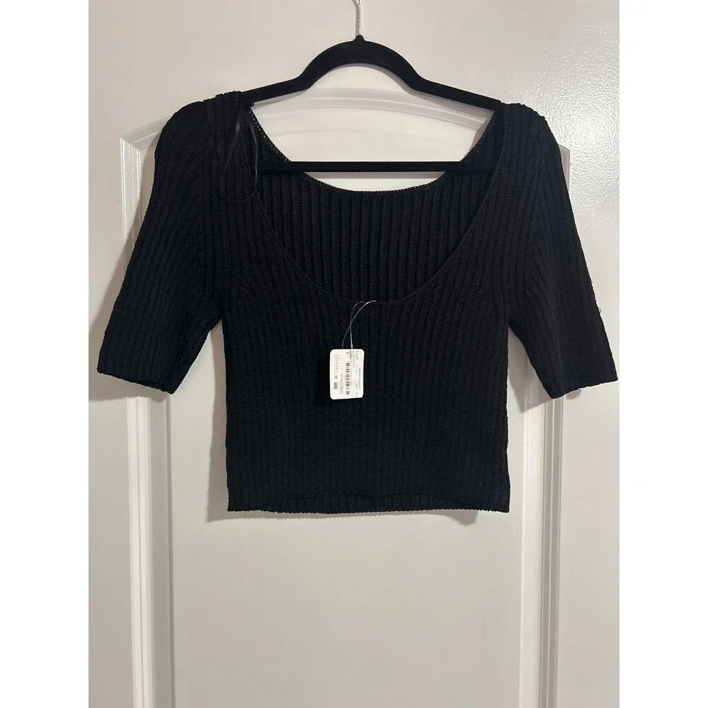 Free People San Lucas Women’s Pullover Sweater Top size M NW Rib Knit Low Back